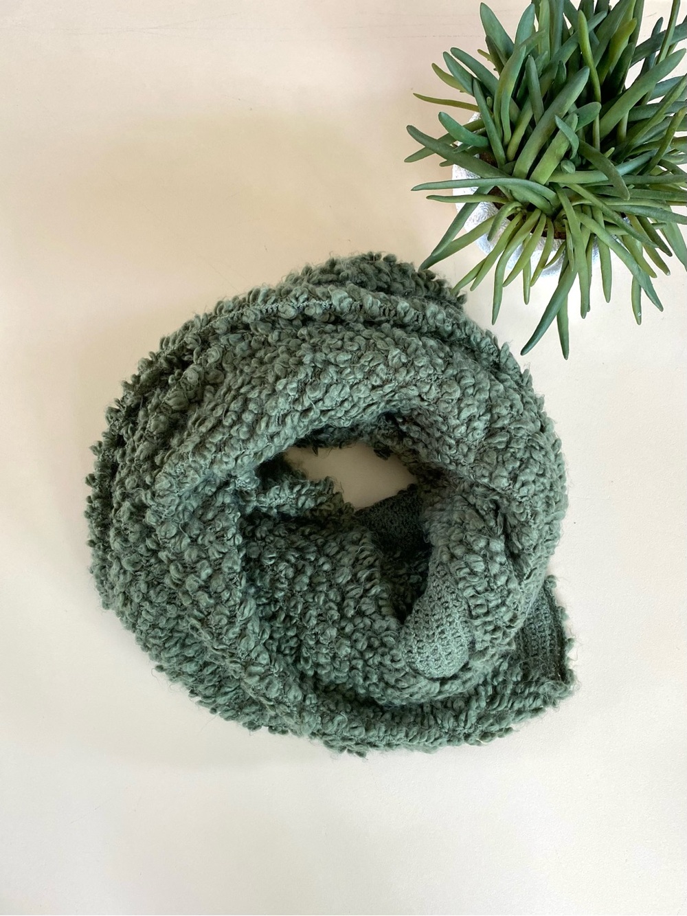 Cozy Chunky Knit Infinity Scarf in Sage Green